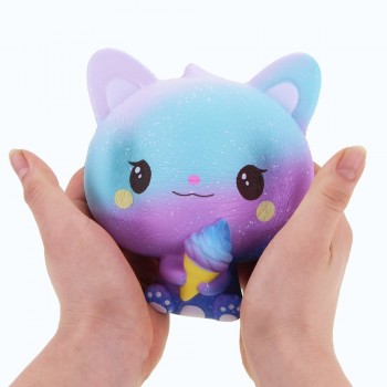 New Rainbow Cartoon Ice Cream Cat Kitty Squishy Slow Rising Cute Jumbo Strap Soft Squeeze Scented Bread Cake Toy Gift Kid Fun