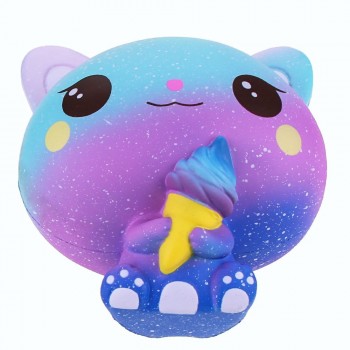 New Rainbow Cartoon Ice Cream Cat Kitty Squishy Slow Rising Cute Jumbo Strap Soft Squeeze Scented Bread Cake Toy Gift Kid Fun
