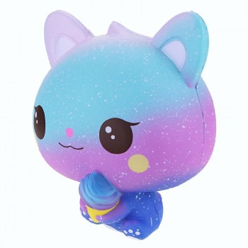 New Rainbow Cartoon Ice Cream Cat Kitty Squishy Slow Rising Cute Jumbo Strap Soft Squeeze Scented Bread Cake Toy Gift Kid Fun