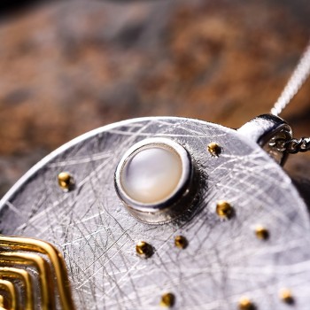 Lotus Fun Real 925 Sterling Silver Handmade Natural Fine Jewelry The Moonlight Design Pendant without Chain Acessorios for Women