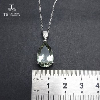 TBJ,elegant pendant with natural green amethyst gemstone in 925 sterling silver, gemstone jewelry for women amp; girl with gift box