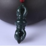Lovers  Natural hetian QINGYU Buddhist king kong Drop the magic pestle To ward off bad luck pendant