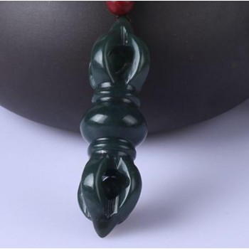 Lovers  Natural hetian QINGYU Buddhist king kong Drop the magic pestle To ward off bad luck pendant
