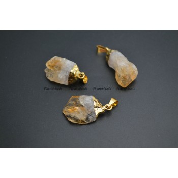 Cute Small Size Natural Citrine Yellow Crystal Quartz Rough Stone Nugget Pendant fit Necklace making