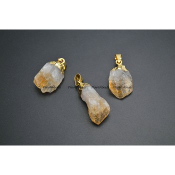 Cute Small Size Natural Citrine Yellow Crystal Quartz Rough Stone Nugget Pendant fit Necklace making