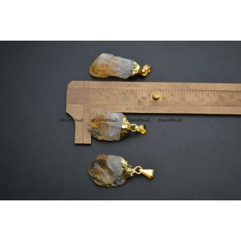 Cute Small Size Natural Citrine Yellow Crystal Quartz Rough Stone Nugget Pendant fit Necklace making