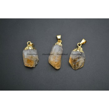 Cute Small Size Natural Citrine Yellow Crystal Quartz Rough Stone Nugget Pendant fit Necklace making