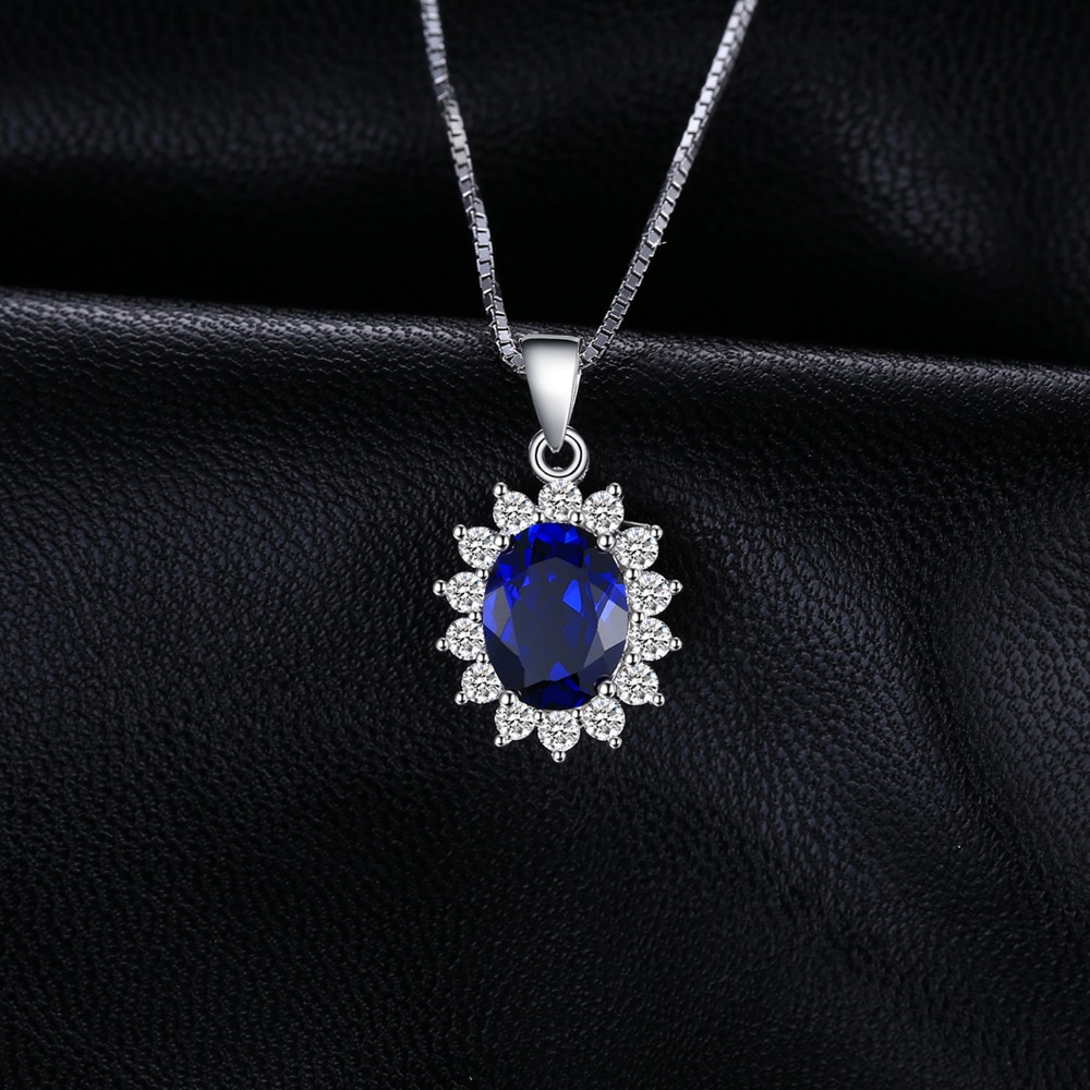 JewelryPalace Oval Princess Diana William Pendant Created Blue Sapphire Pendant 925 Sterling Silver Not Include A Chain Jewelry