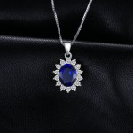 JewelryPalace Oval Princess Diana William Pendant Created Blue Sapphire Pendant 925 Sterling Silver Not Include A Chain Jewelry