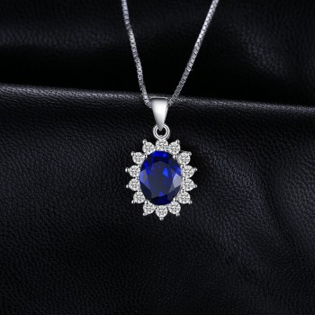 JewelryPalace Oval Princess Diana William Pendant Created Blue Sapphire Pendant 925 Sterling Silver Not Include A Chain Jewelry