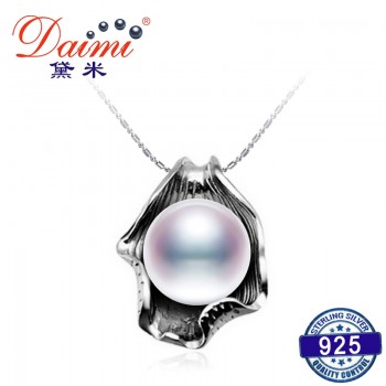 DAIMI Huge Pearl Pendant 10-11mm Natural White Pearl Pendant 925 Sterling Silver Pendant Necklace High Quality Brand Jewelry