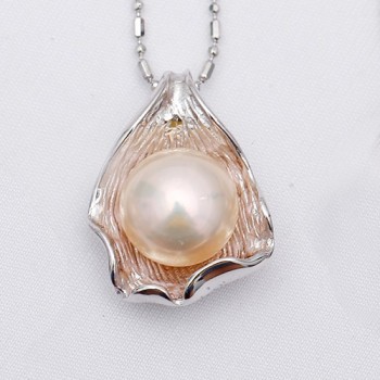 DAIMI Huge Pearl Pendant 10-11mm Natural White Pearl Pendant 925 Sterling Silver Pendant Necklace High Quality Brand Jewelry