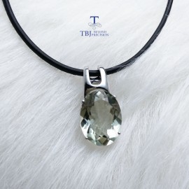 TBJ,simple and elegant pendant with natural green amethyst gemstone in 925 sterling silver fine jewelry for women amp; lady as gift