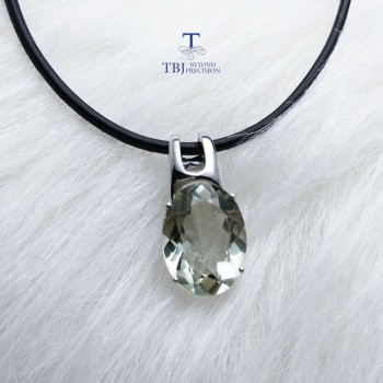 TBJ,simple and elegant pendant with natural green amethyst gemstone in 925 sterling silver fine jewelry for women amp; lady as gift