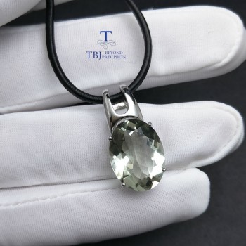 TBJ,simple and elegant pendant with natural green amethyst gemstone in 925 sterling silver fine jewelry for women amp; lady as gift