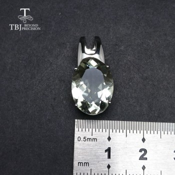 TBJ,simple and elegant pendant with natural green amethyst gemstone in 925 sterling silver fine jewelry for women amp; lady as gift