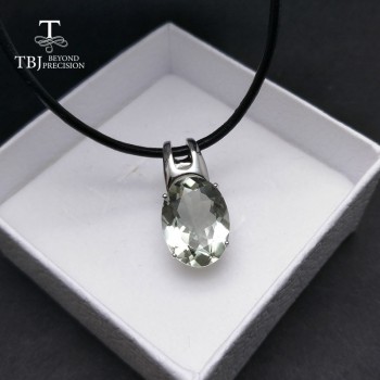 TBJ,simple and elegant pendant with natural green amethyst gemstone in 925 sterling silver fine jewelry for women amp; lady as gift