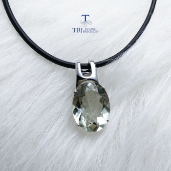 TBJ,simple and elegant pendant with natural green amethyst gemstone in 925 sterling silver fine jewelry for women amp; lady as gift