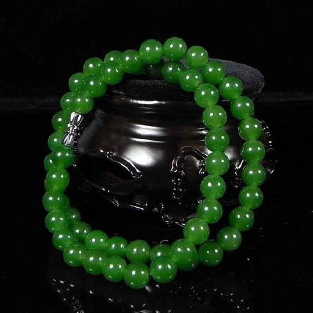 6mm Beautiful Chinese Handcraft 100% Natural Jade Green Jade Necklaces