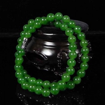 6mm Beautiful Chinese Handcraft 100% Natural Jade Green Jade Necklaces