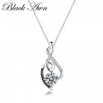 Trendy Femme Genuine 100% 925 Sterling Silver Necklaces Pendants Jewelry Blackamp;White Stone Necklace Women Bijoux P081