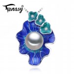 FENASY Pearl Jewelry flower pendant,Genuine natural Pearl Necklace,cloisonne Pearl Choker pendant Women new party Enamel pendant
