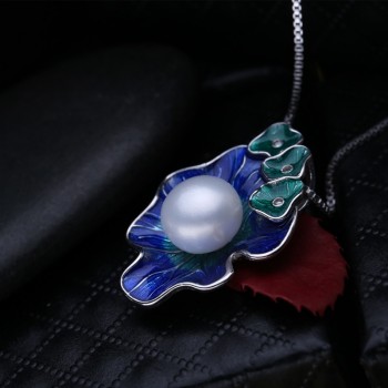 FENASY Pearl Jewelry flower pendant,Genuine natural Pearl Necklace,cloisonne Pearl Choker pendant Women new party Enamel pendant