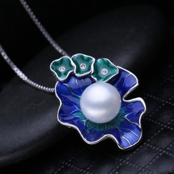 FENASY Pearl Jewelry flower pendant,Genuine natural Pearl Necklace,cloisonne Pearl Choker pendant Women new party Enamel pendant
