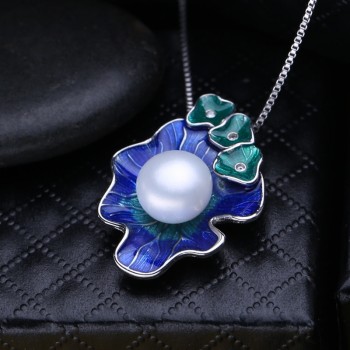 FENASY Pearl Jewelry flower pendant,Genuine natural Pearl Necklace,cloisonne Pearl Choker pendant Women new party Enamel pendant
