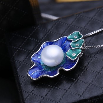 FENASY Pearl Jewelry flower pendant,Genuine natural Pearl Necklace,cloisonne Pearl Choker pendant Women new party Enamel pendant