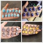 Fluorite 925 silver Necklace Pendant Natural GemStone Quartz round drop shape larimar stone lapis agate Healing Jewelry pendant