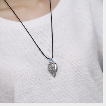 Uglyless Real 999 Fine Silver Handmade Buddha Conch Pendant without Chain Openable Gaudencio Box Jewelry Retro Turquoise Bijoux