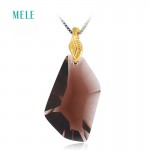 MELE Natural smoky quarts silver pendant, 15mm*26mm, all clean quarts, fashion and popular, nice cutting and quality