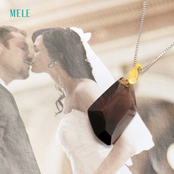 MELE Natural smoky quarts silver pendant, 15mm*26mm, all clean quarts, fashion and popular, nice cutting and quality
