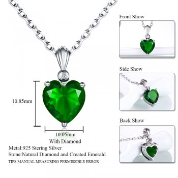 DOUBLE-R 925 Sterling Silver Emerald Necklace Sapphire Pendant Ruby jewelry heart Necklaces amp; Pendants for women silver 925