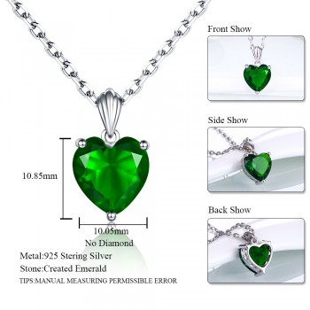 DOUBLE-R 925 Sterling Silver Emerald Necklace Sapphire Pendant Ruby jewelry heart Necklaces amp; Pendants for women silver 925