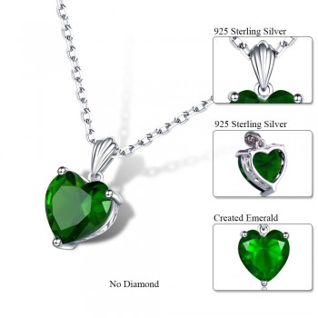 DOUBLE-R 925 Sterling Silver Emerald Necklace Sapphire Pendant Ruby jewelry heart Necklaces amp; Pendants for women silver 925