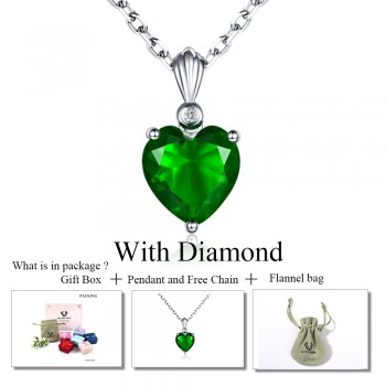 DOUBLE-R 925 Sterling Silver Emerald Necklace Sapphire Pendant Ruby jewelry heart Necklaces amp; Pendants for women silver 925