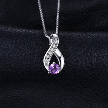 JewelryPalace Fashion Round Natural Amethyst Pendants For Women Real Pure 925 Sterling Silver Fine Jewelry Not Include a Chain