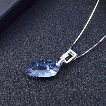 GEMS BALLET 21.20Ct Natural Iolite Blue Mystic Quartz Gemstone Pendant Necklace 925 Sterling Silver Fine Jewelry for Women