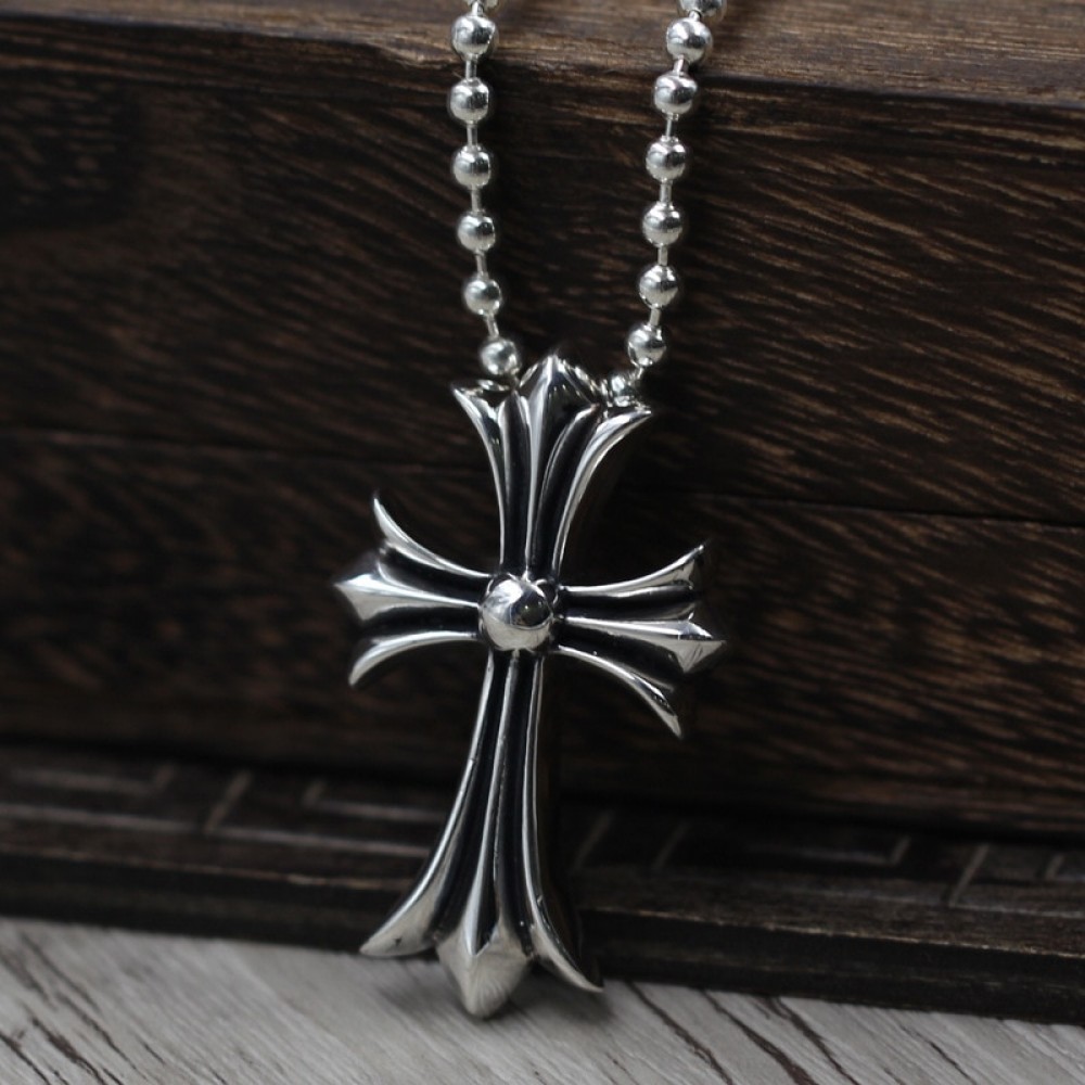 S925 Sterling Silver Jewelry Personalized Cross Army Flower Pendant Thai Silver Vintage Punk Wind Pendant Old
