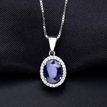 Gems Ballet 925 Sterling Silver 2.02Ct Natural Blue Sapphire Gemstone Pendant Necklace For Women Fine Jewelry Drop Shipping