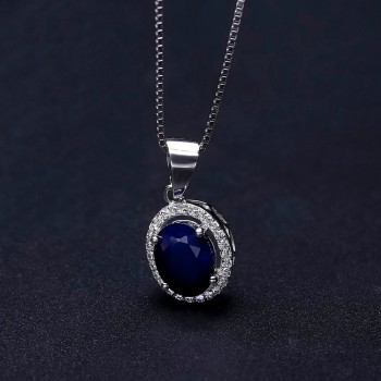 Gems Ballet 925 Sterling Silver 2.02Ct Natural Blue Sapphire Gemstone Pendant Necklace For Women Fine Jewelry Drop Shipping