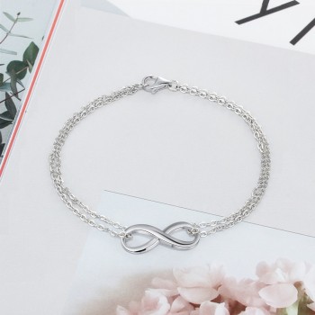 925 Sterling Silver Infinity Bracelets amp; Bangles for Women 8 Shape Double Chain Bracelet Party Trendy Jewelry (Lam Hub Fong)