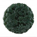 TJP natural carved round Dragon and phoenix HETIAN jade pendant China QINGYU green necklace pendants