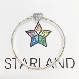 Starland Real 925 Sterling Silver Snake Chain Paved CZ Love Heart Charm Bracelet amp; Bangle Fit Original brand Jewelry 16cm-21cm