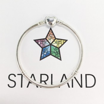 Starland Real 925 Sterling Silver Snake Chain Paved CZ Love Heart Charm Bracelet amp; Bangle Fit Original brand Jewelry 16cm-21cm