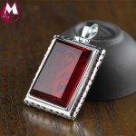 33*23mm Rectangle Big Ruby Black Agate Hollow Carving Flower Ethnic Jewelry Real 925 Sterling Silver Necklace Pendant For Women
