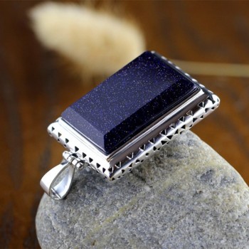 33*23mm Rectangle Big Ruby Black Agate Hollow Carving Flower Ethnic Jewelry Real 925 Sterling Silver Necklace Pendant For Women
