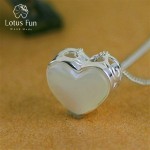 Lotus Fun Real 925 Sterling Silver Handmade Fine Jewelry Afternoon Dating Love Heart Design Pendant without Necklace for Women